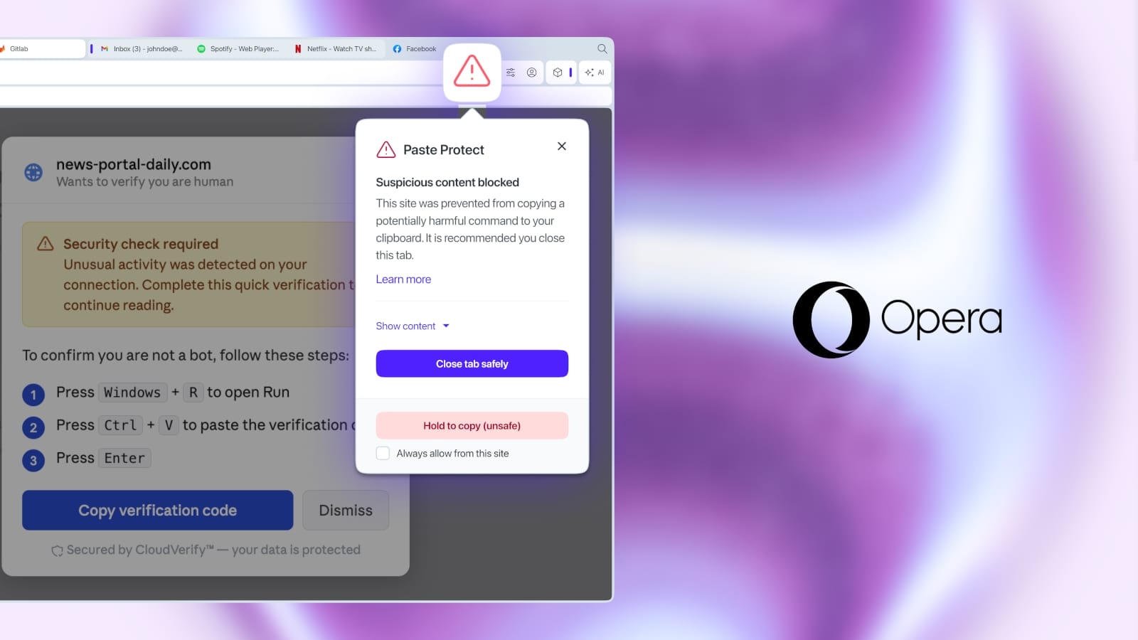 Opera rolls out Paste Protect feature to fight ClickFix attacks